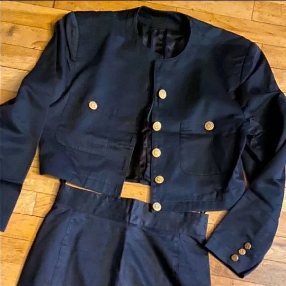 Vertigo Paris VINTAGE Skirt & Jacket Black w/ Gold Buttons size XS - Picture 2 of 7